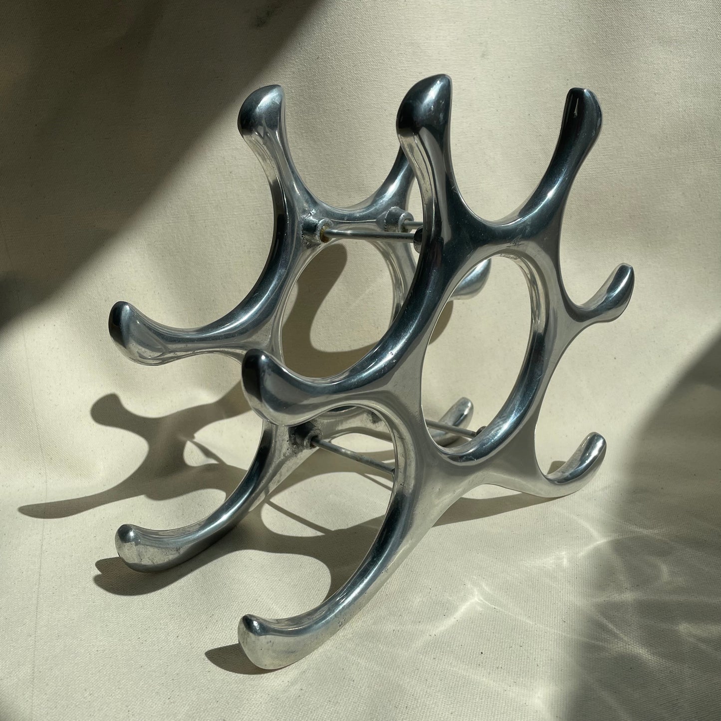 Sculptural Metal Wine Rack - Holds 6