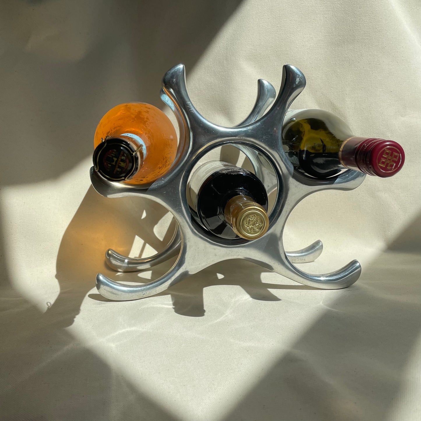 Sculptural Metal Wine Rack - Holds 6