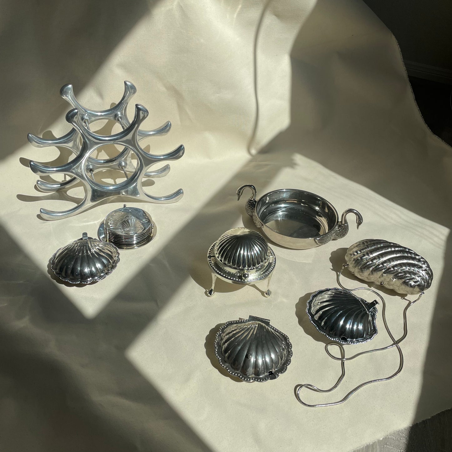 Vintage Silver-Plated Dual Swan Bowl