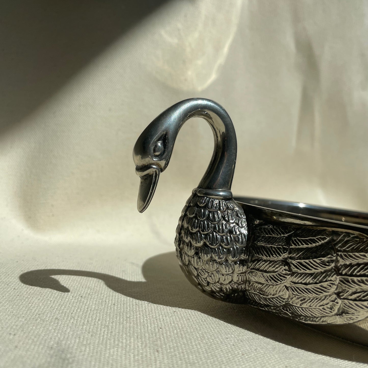 Vintage Silver-Plated Dual Swan Bowl