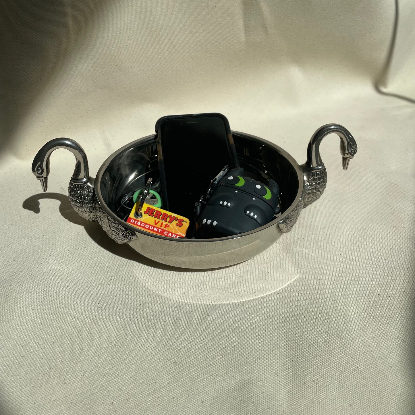 Vintage Silver-Plated Dual Swan Bowl