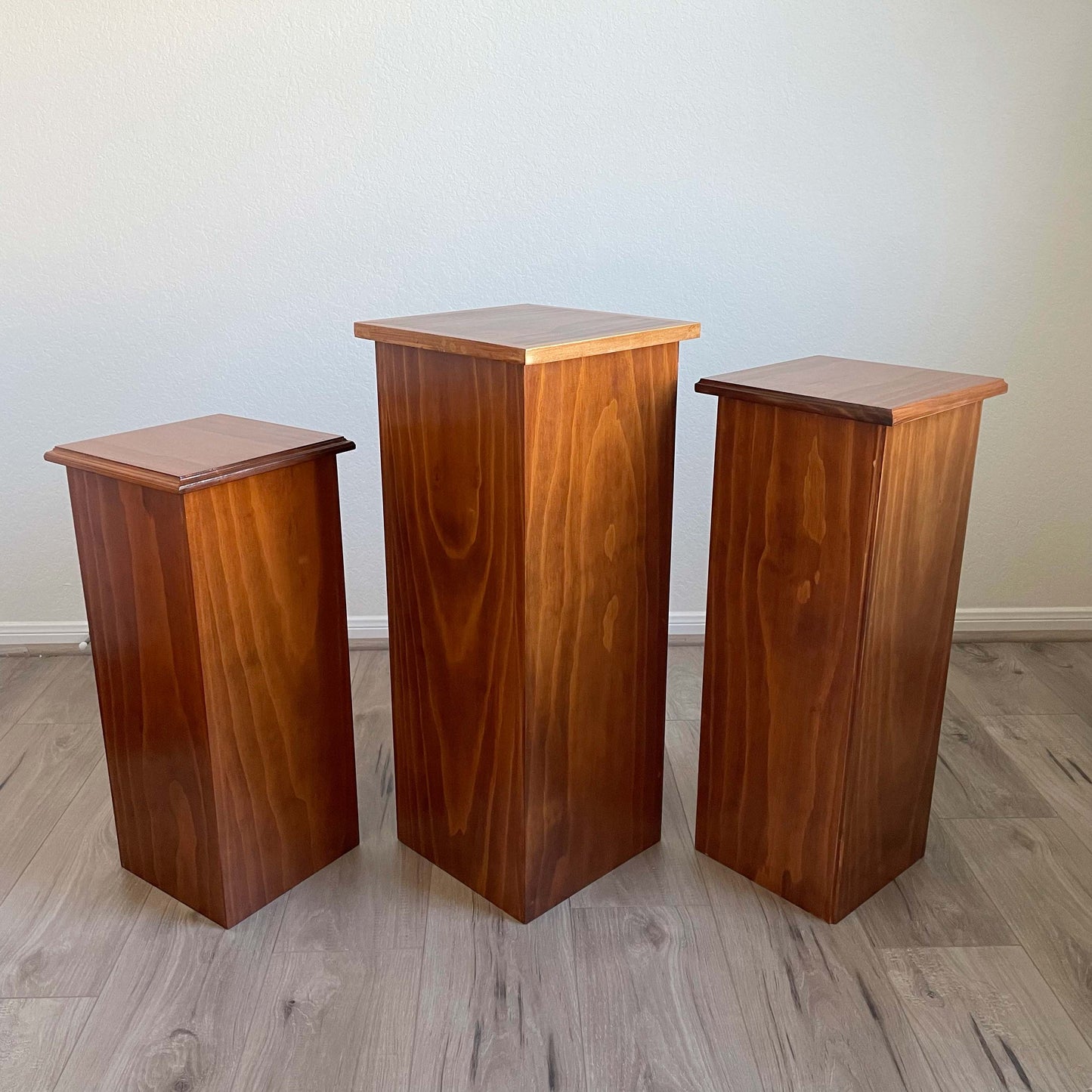 Set of 3 Wooden Pedestals