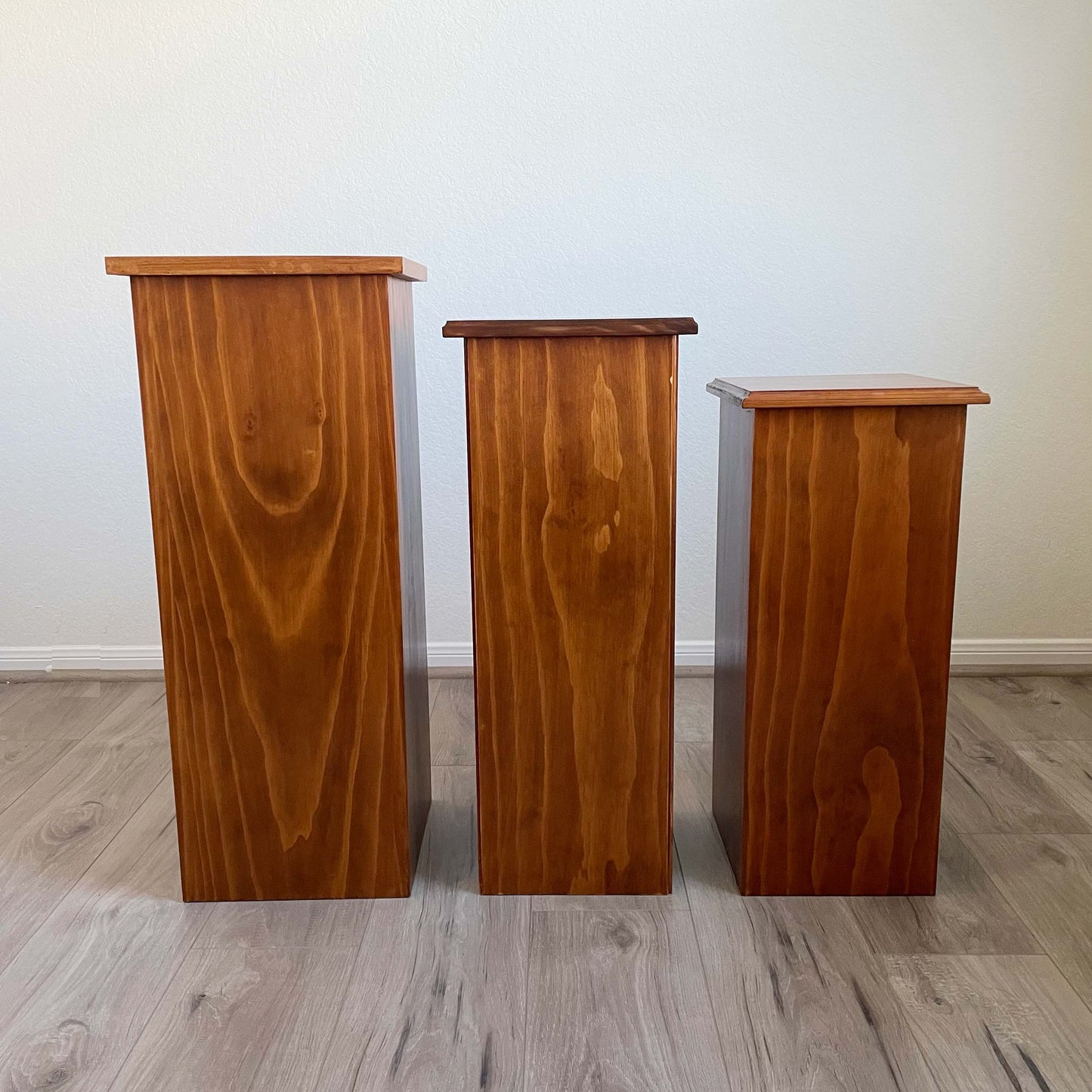 Set of 3 Wooden Pedestals
