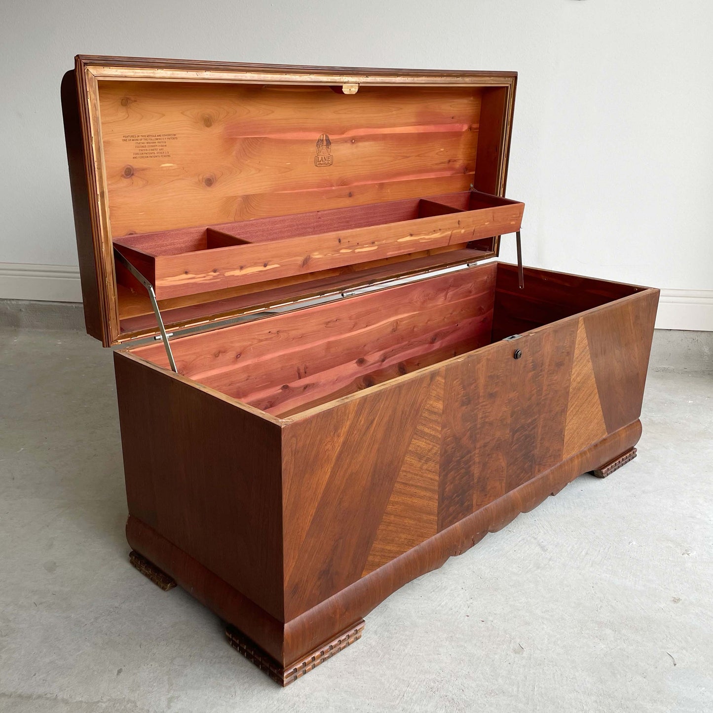 1940's Lane Furniture Waterfall Art Deco Cedar Blanket Chest