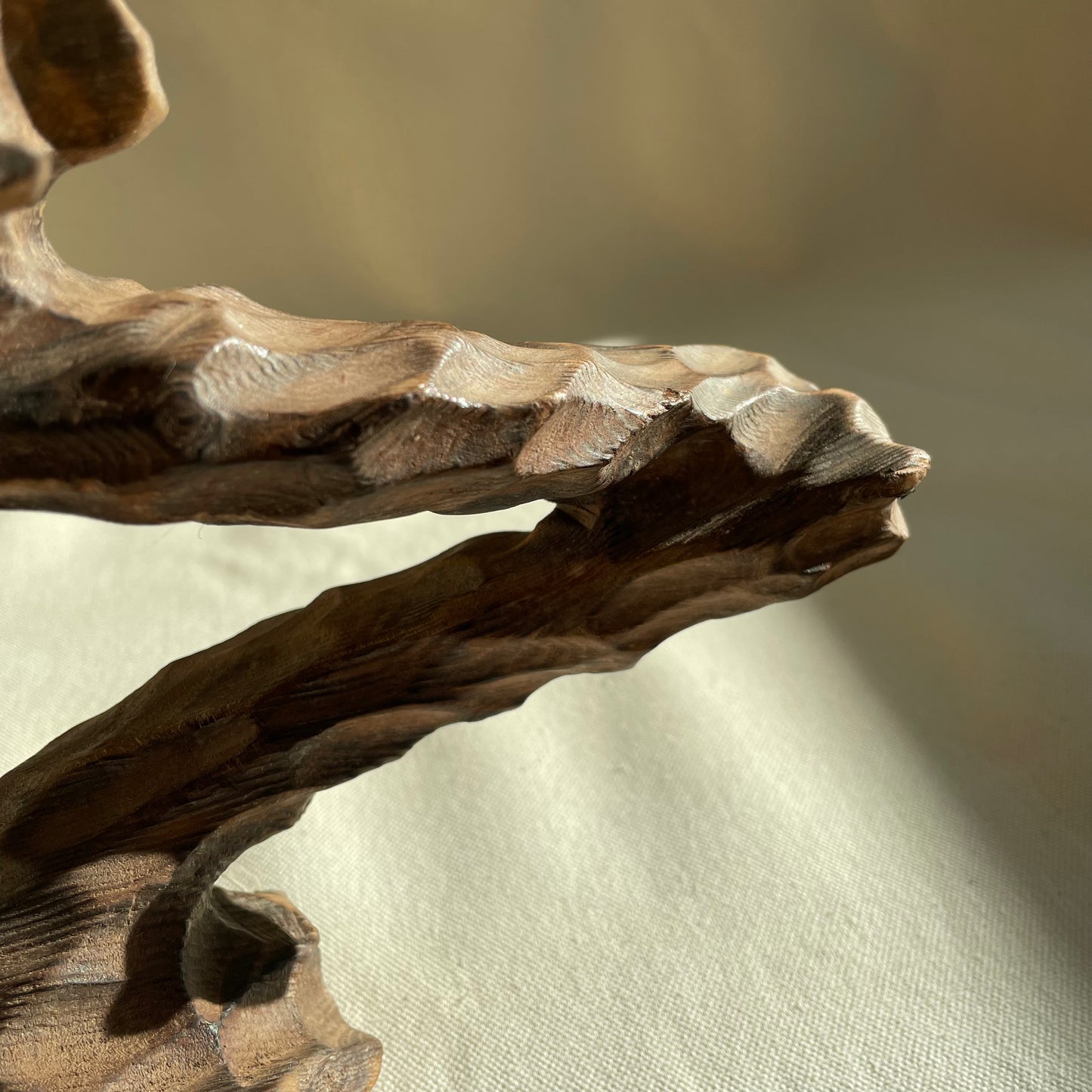 Hand Carved Wood Candlestick