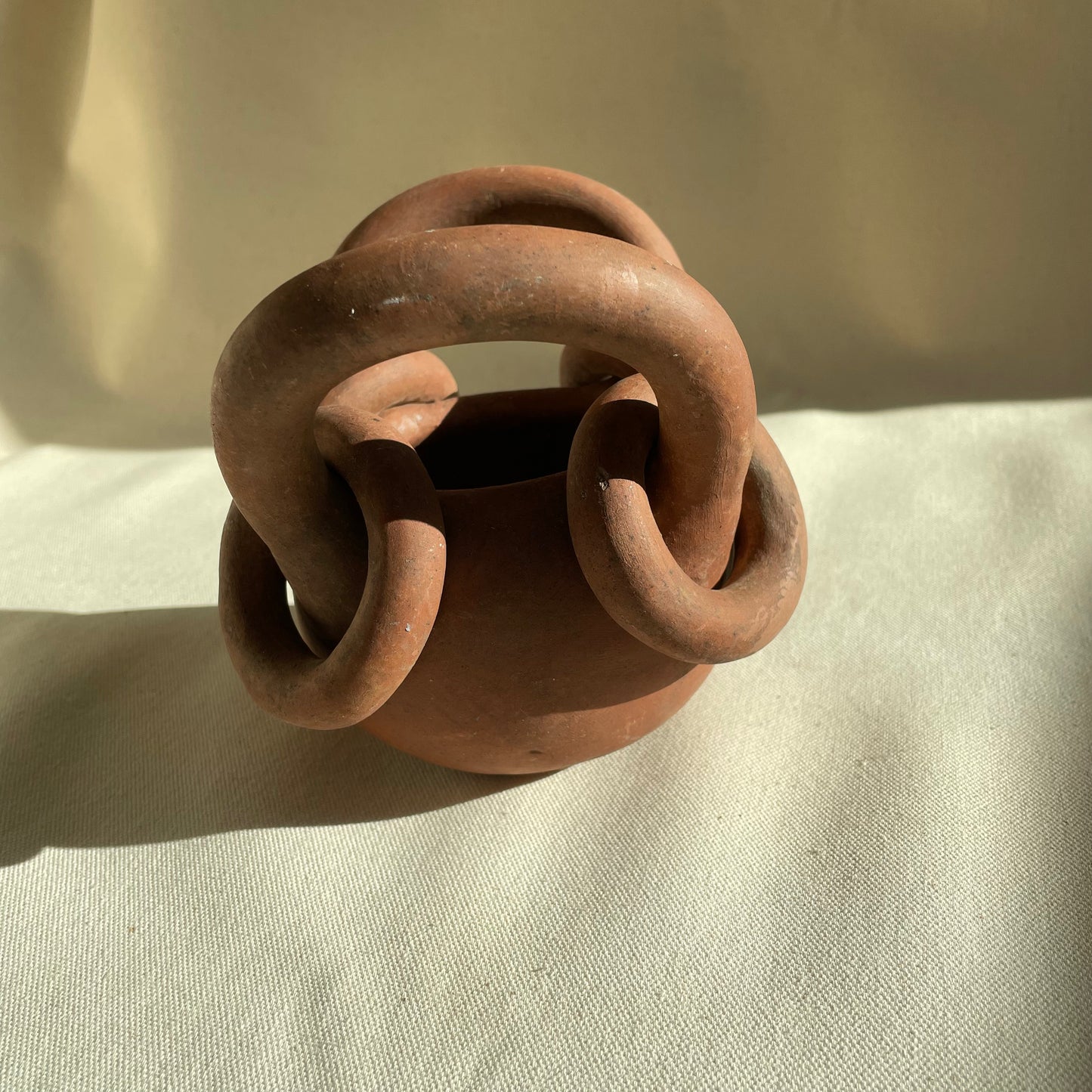 Vintage 1960's Red Clay Freedom Pot 2 Large Handles w/ Rings