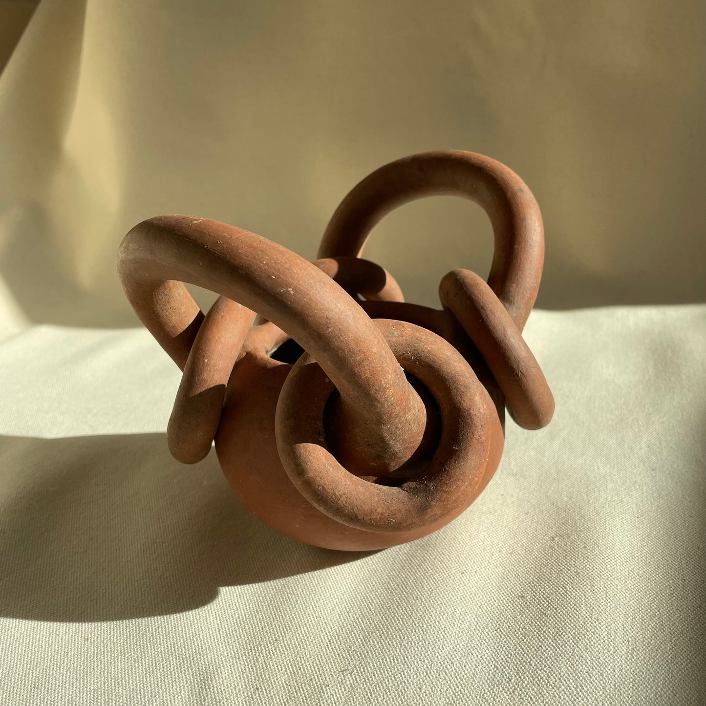 Vintage 1960's Red Clay Freedom Pot 2 Large Handles w/ Rings