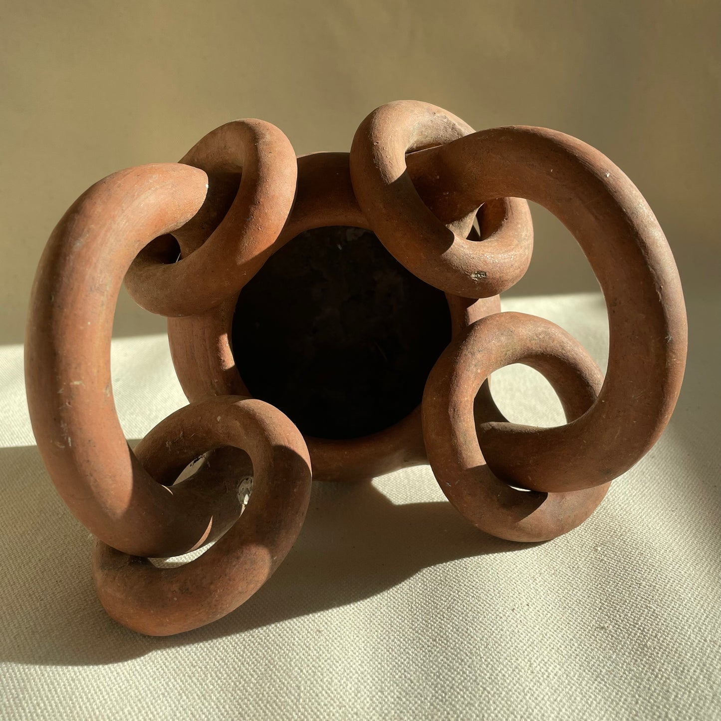 Vintage 1960's Red Clay Freedom Pot 2 Large Handles w/ Rings