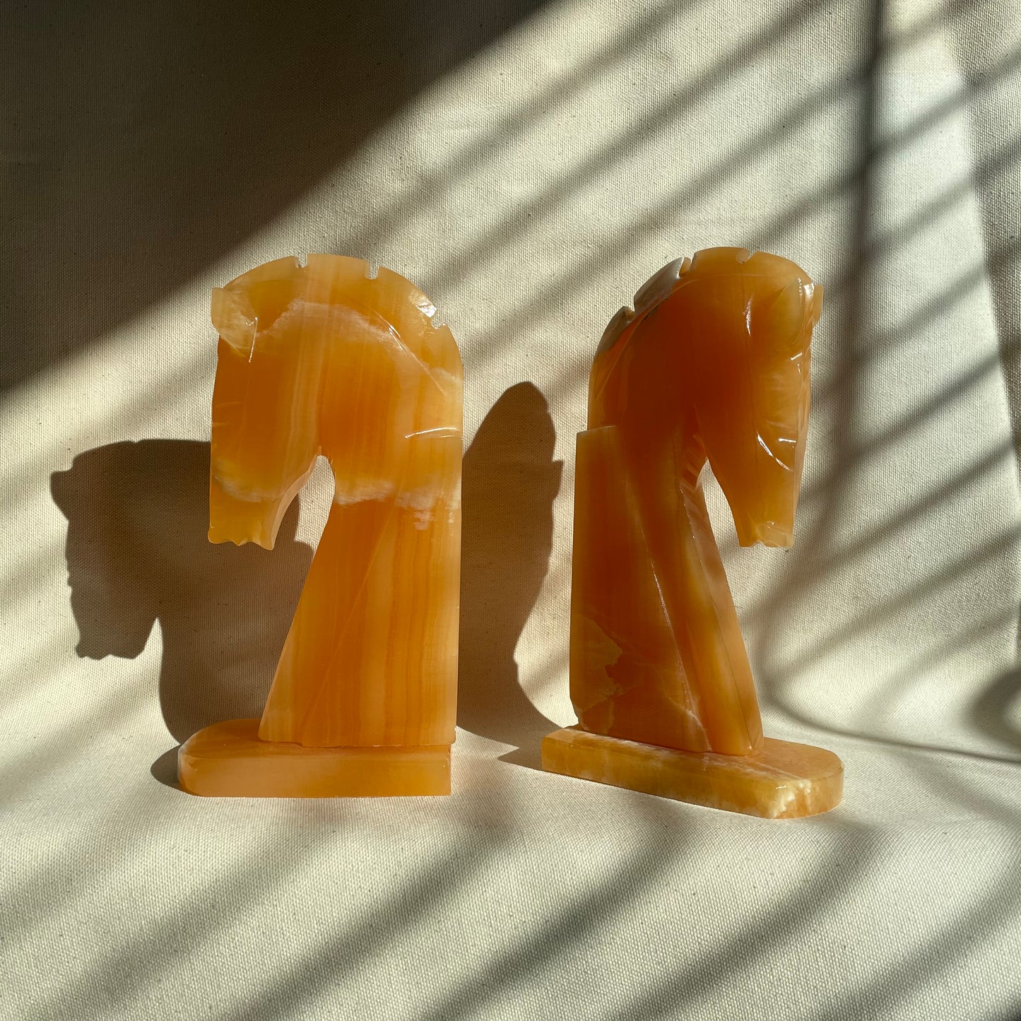Set of Two Vintage Orange Horse Bookends