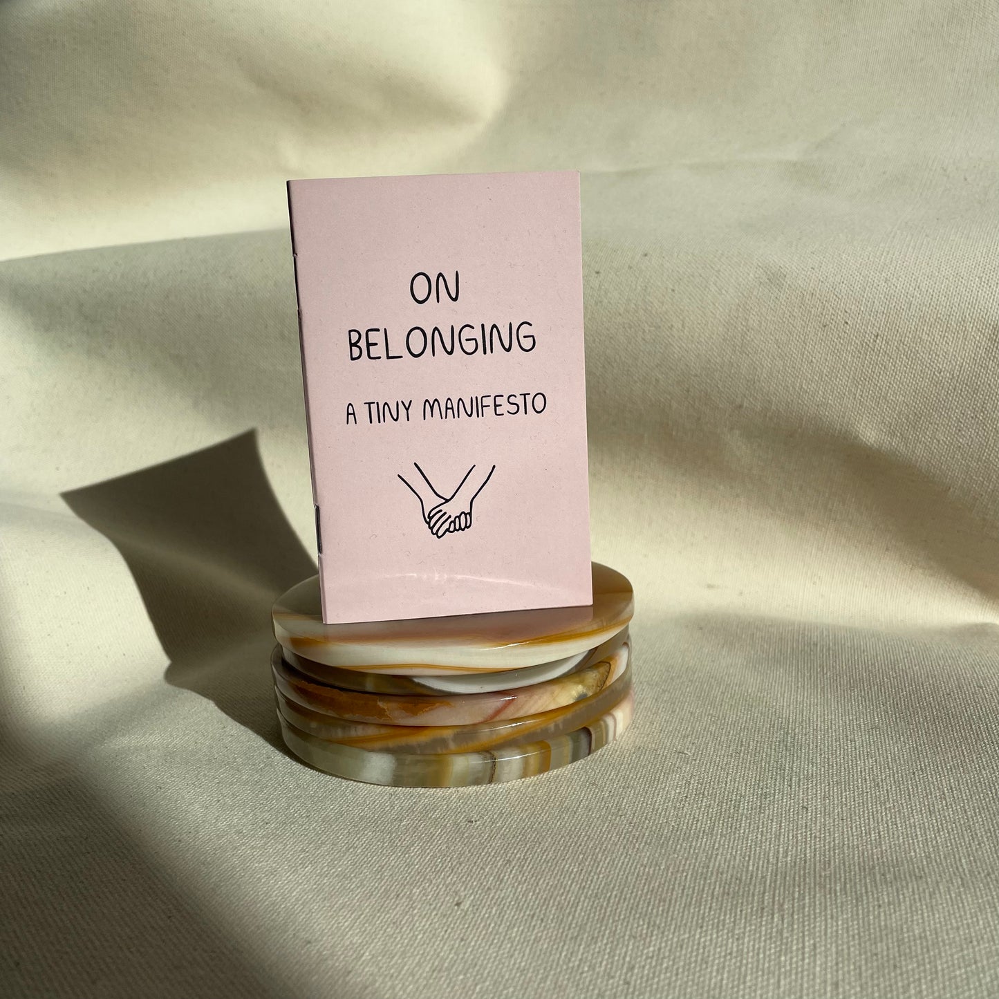 Set of 5 Vintage Marble Onyx Round Coasters