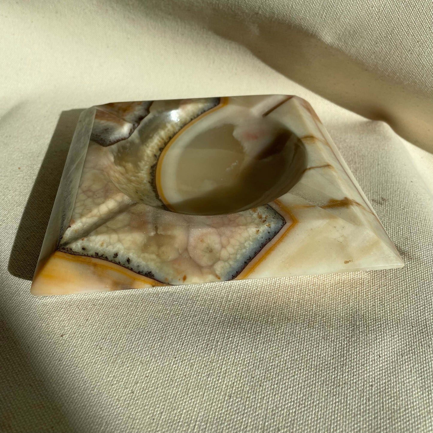Vintage Marble Onyx Stone Ashtray
