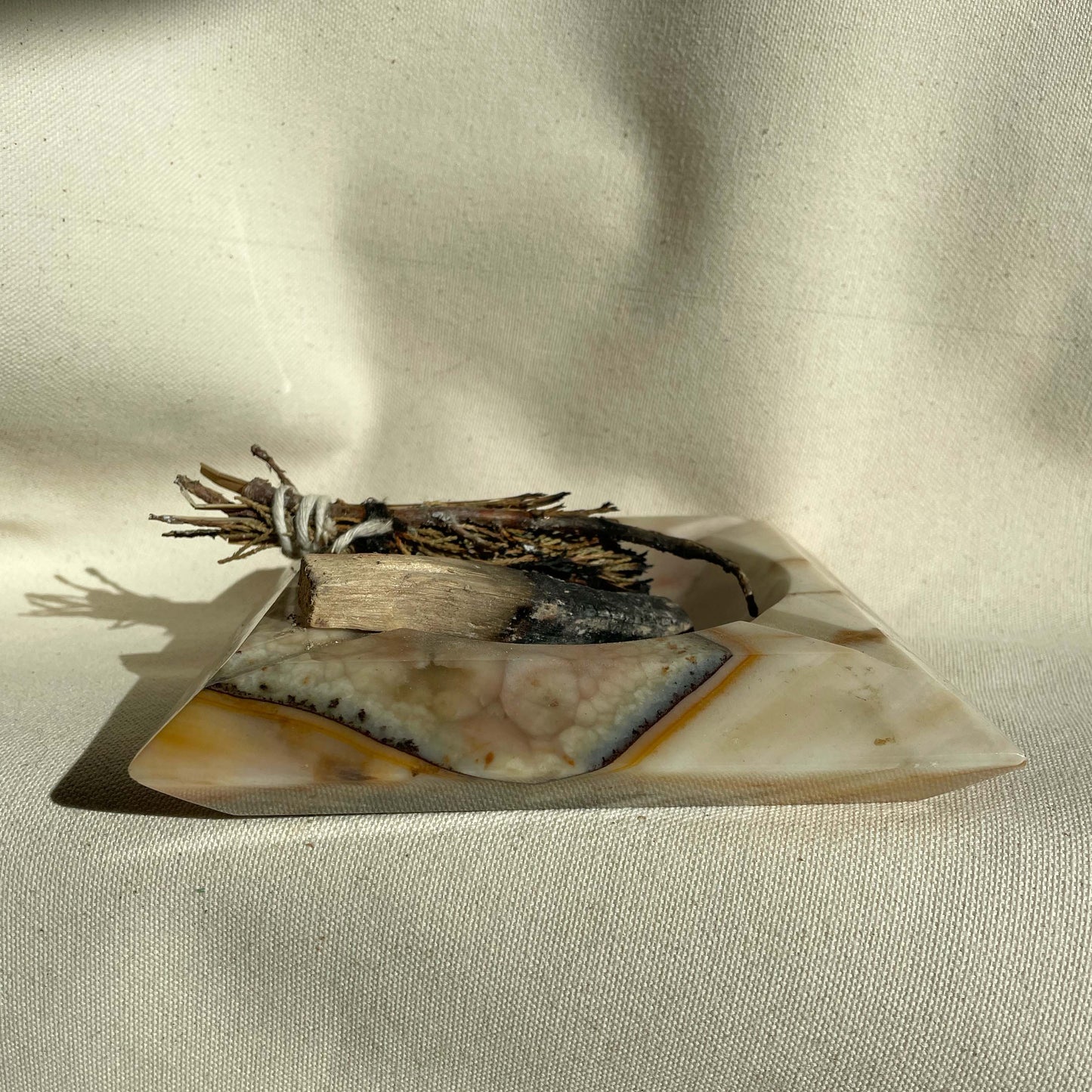 Vintage Marble Onyx Stone Ashtray