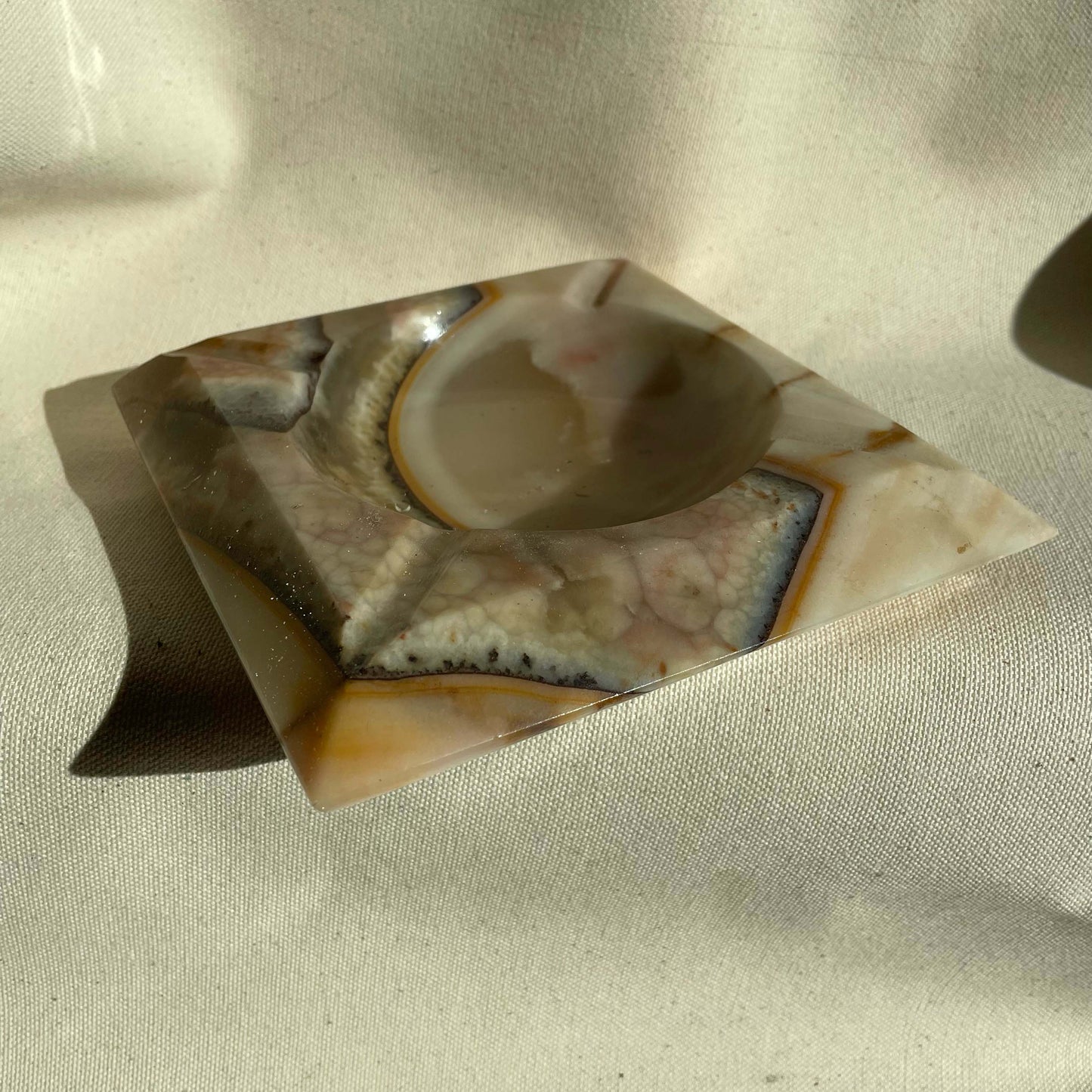 Vintage Marble Onyx Stone Ashtray