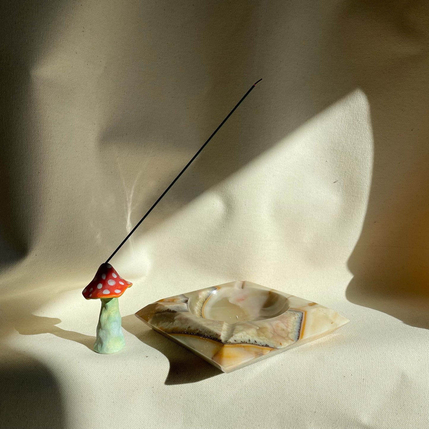 Vintage Marble Onyx Stone Ashtray