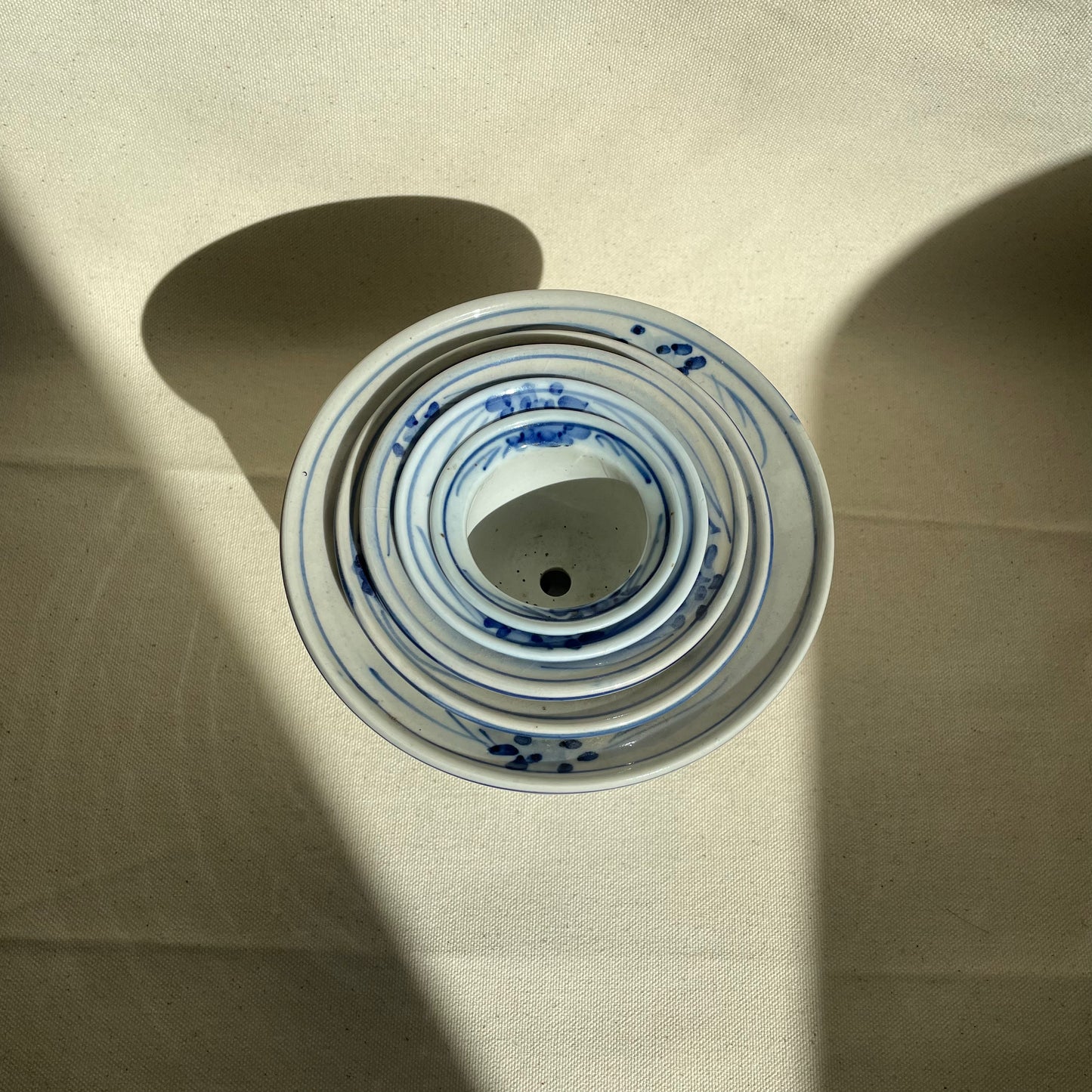 Set of 5, Vintage Chinoiserie Porcelain Russian Doll Planter Pots