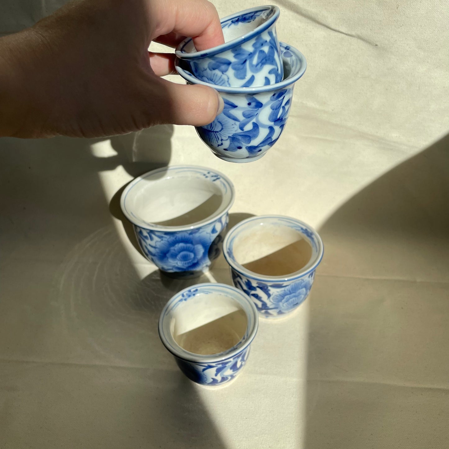 Set of 5, Vintage Chinoiserie Porcelain Russian Doll Planter Pots