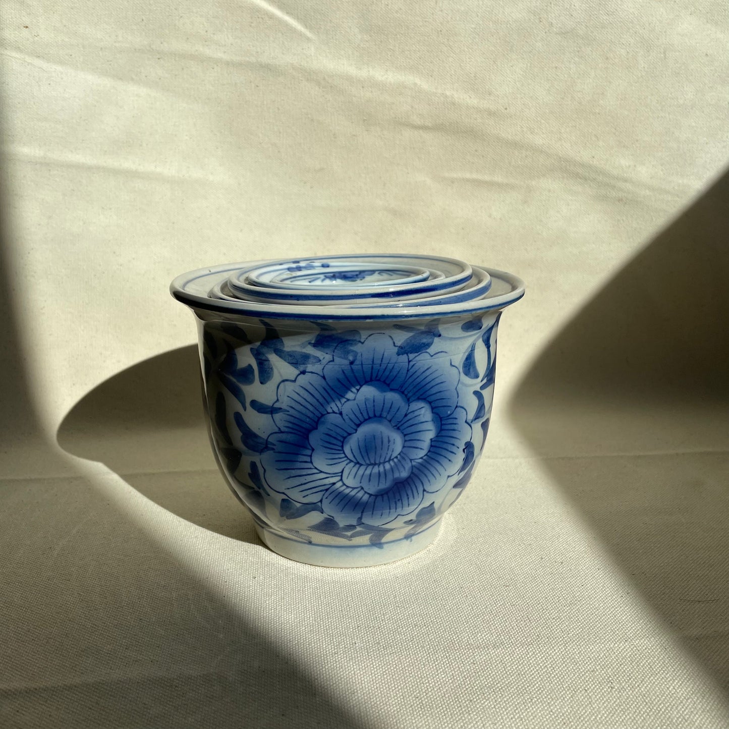 Set of 5, Vintage Chinoiserie Porcelain Russian Doll Planter Pots