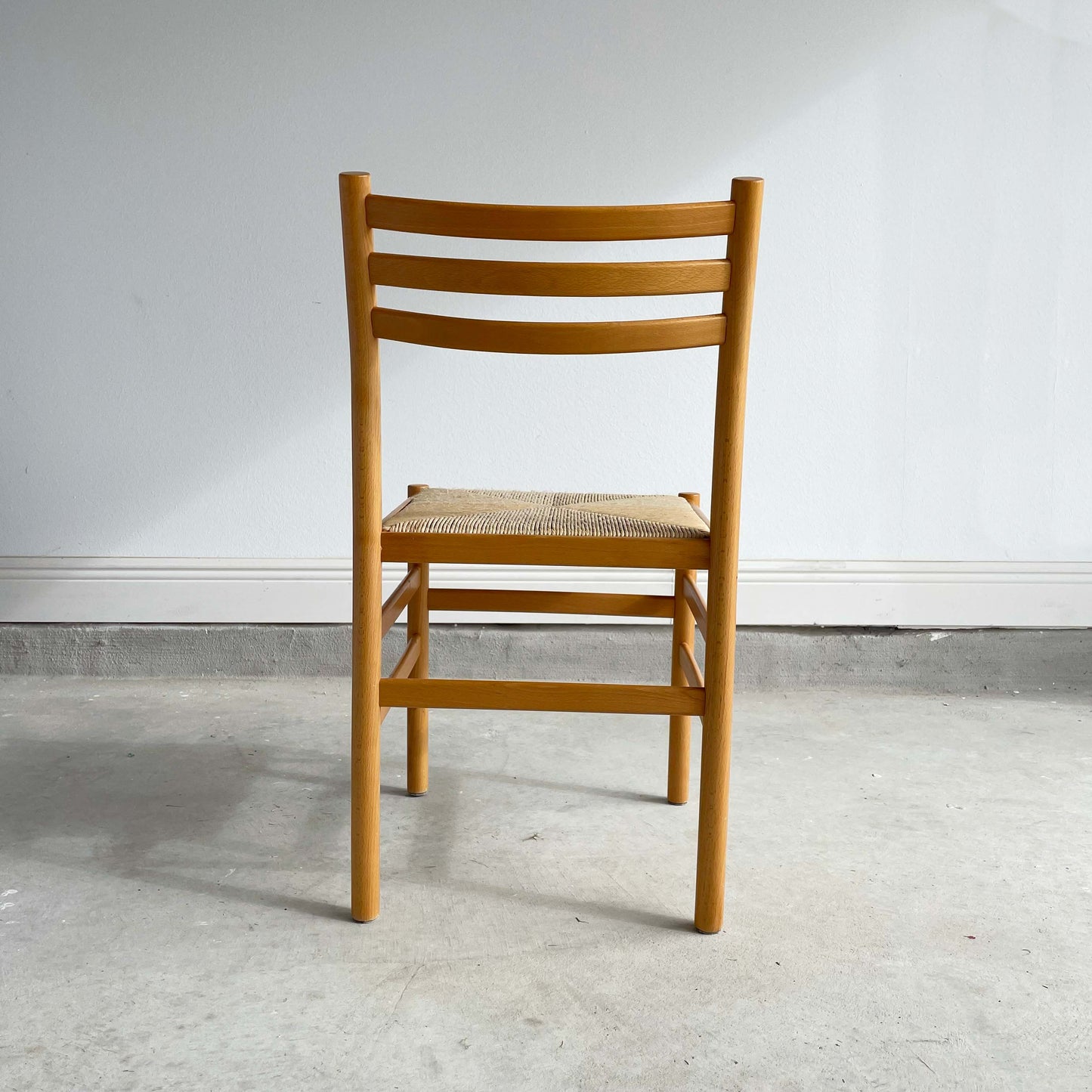 Set of 4 MCM Beech Chairs with Rush Seating