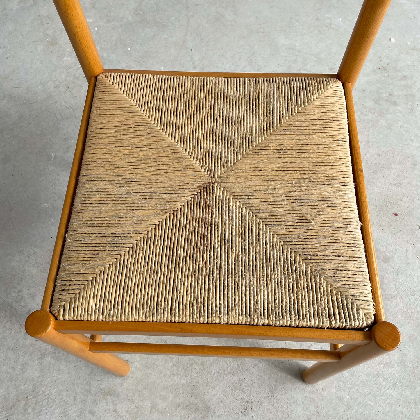 Set of 4 MCM Beech Chairs with Rush Seating