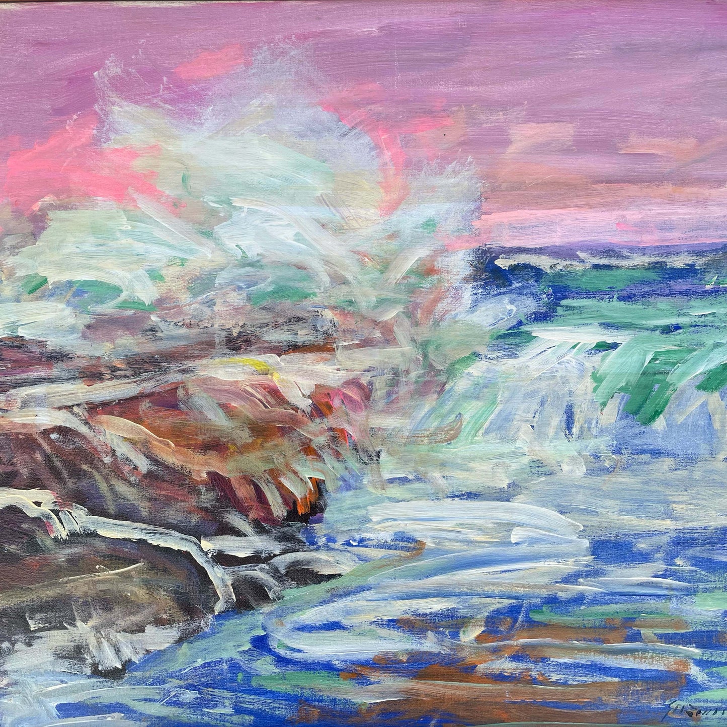 Scenic Landscape: Crashing Waves, Original Art, Signed