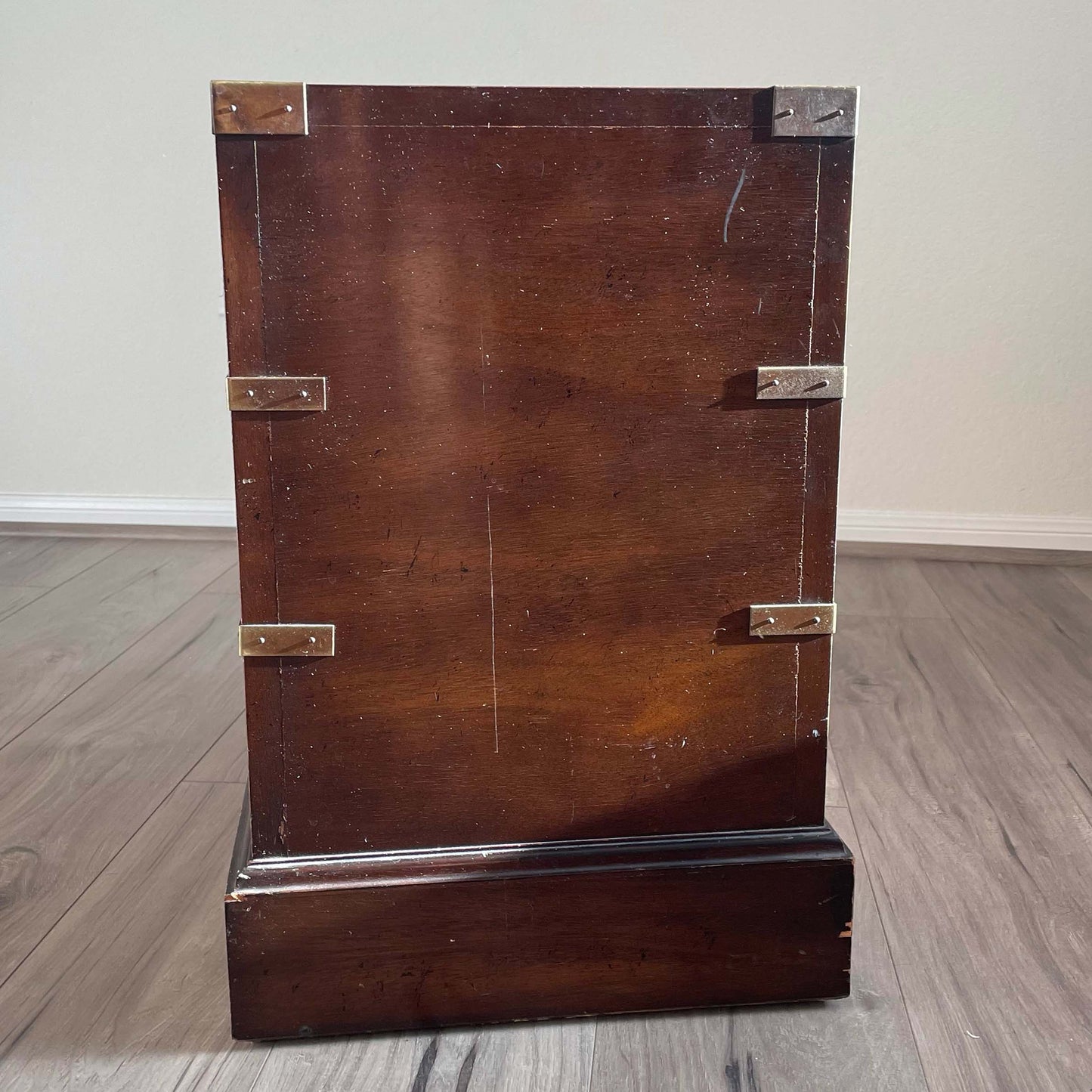 Vintage Campaign Style 3-Drawer End Table, Bedside Chest - One