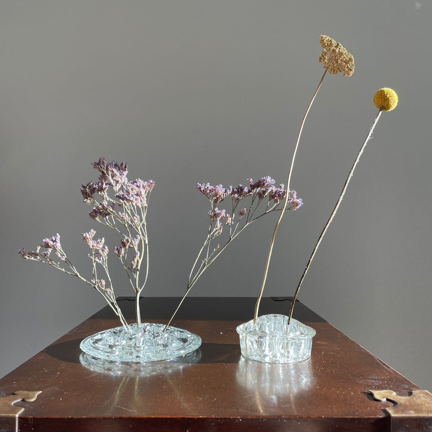 Vintage Glass Flower Frog Floral Arrangement Holder, x3