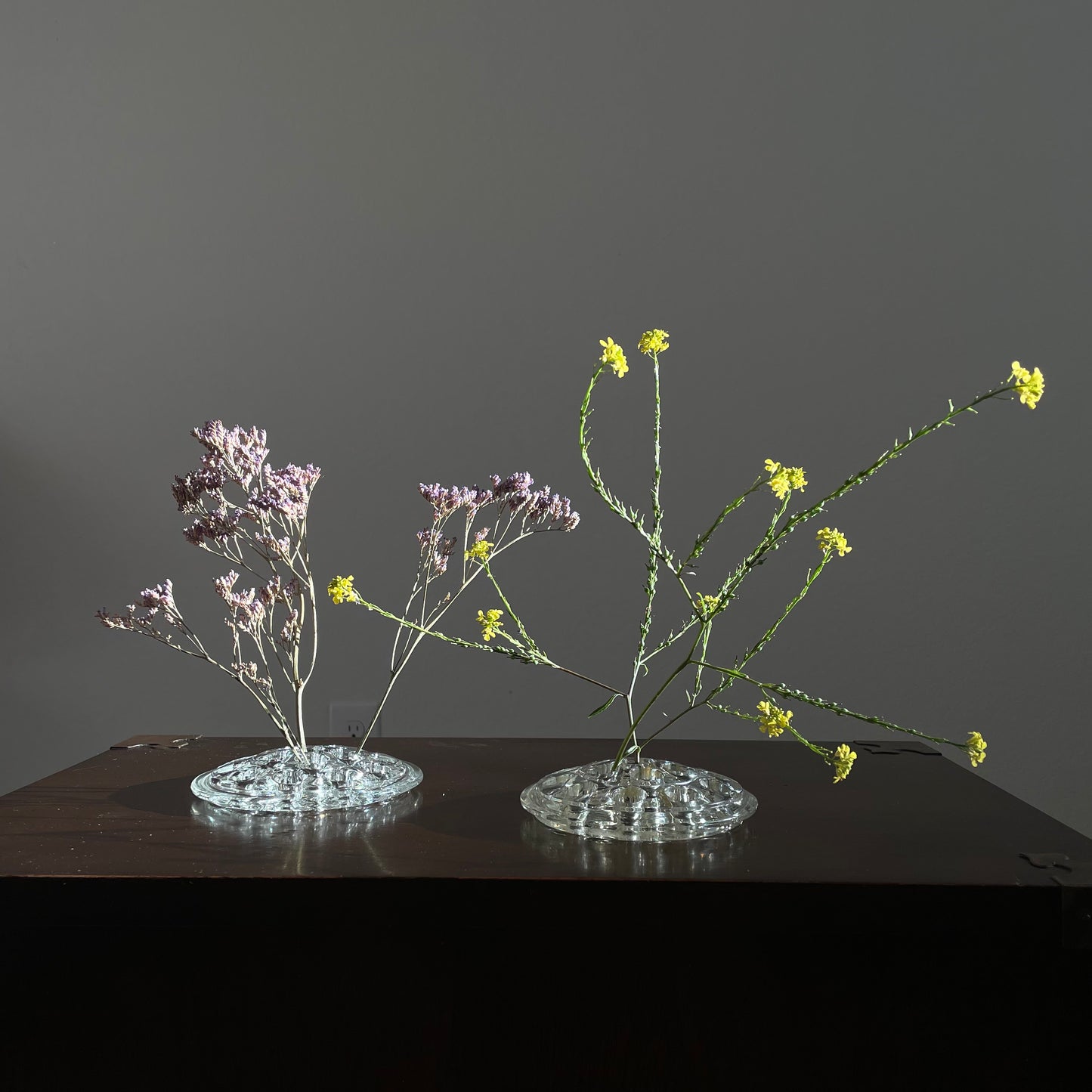 Vintage Glass Flower Frog Floral Arrangement Holder, x3