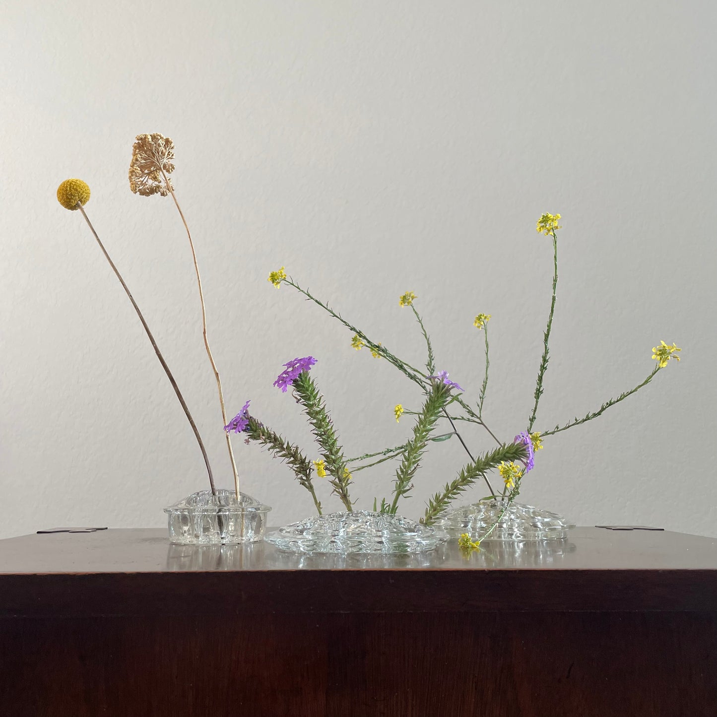 Vintage Glass Flower Frog Floral Arrangement Holder, x3