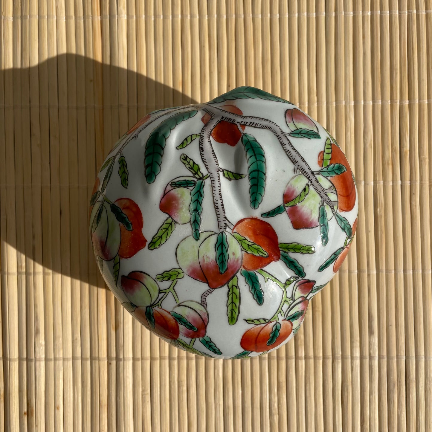 Chinoiserie Lidded Bowl with Peaches and Branches