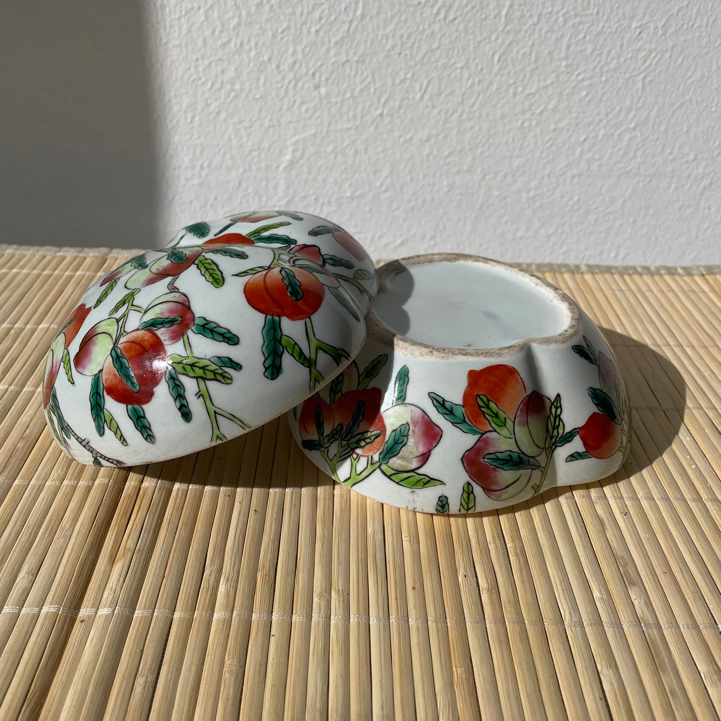 Chinoiserie Lidded Bowl with Peaches and Branches