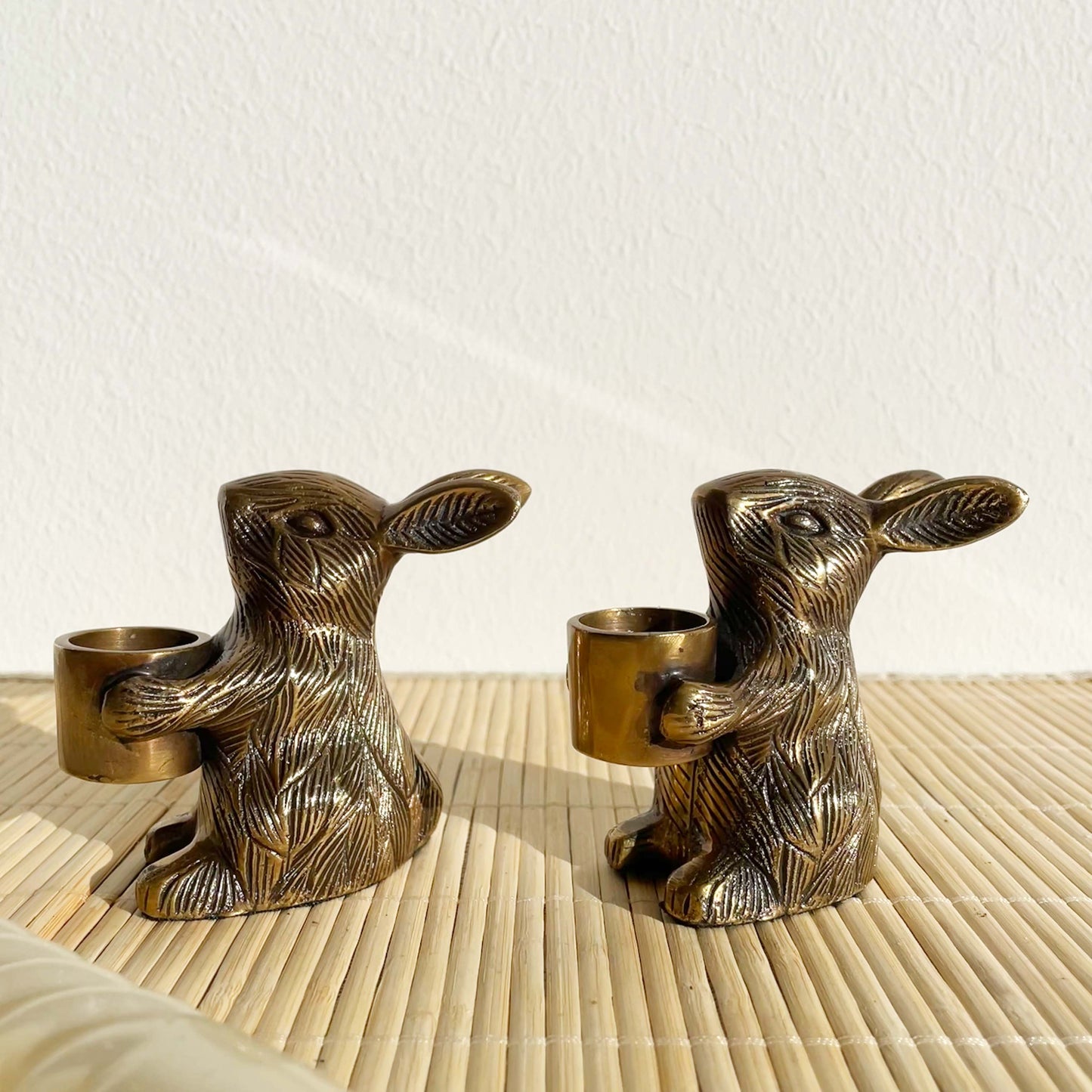 Brass Rabbit Candle Holder x2