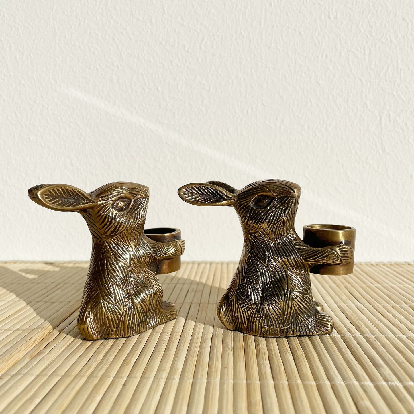 Brass Rabbit Candle Holder x2