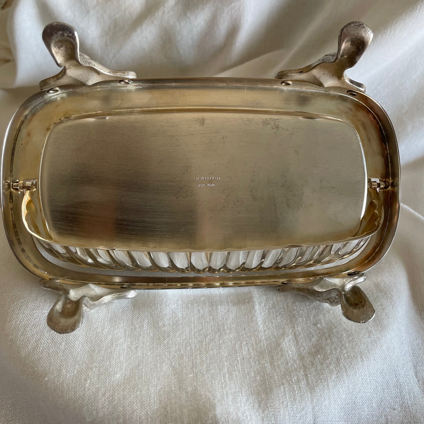 Silver Plate Butter Dish Lion Paw Footed Clam Shell Rolltop