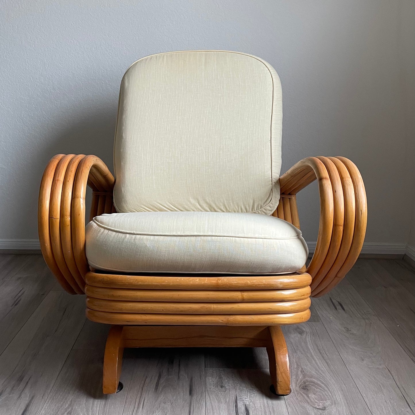 Vintage Beverly Hills Rattan Arm Lounge Rocking Chair