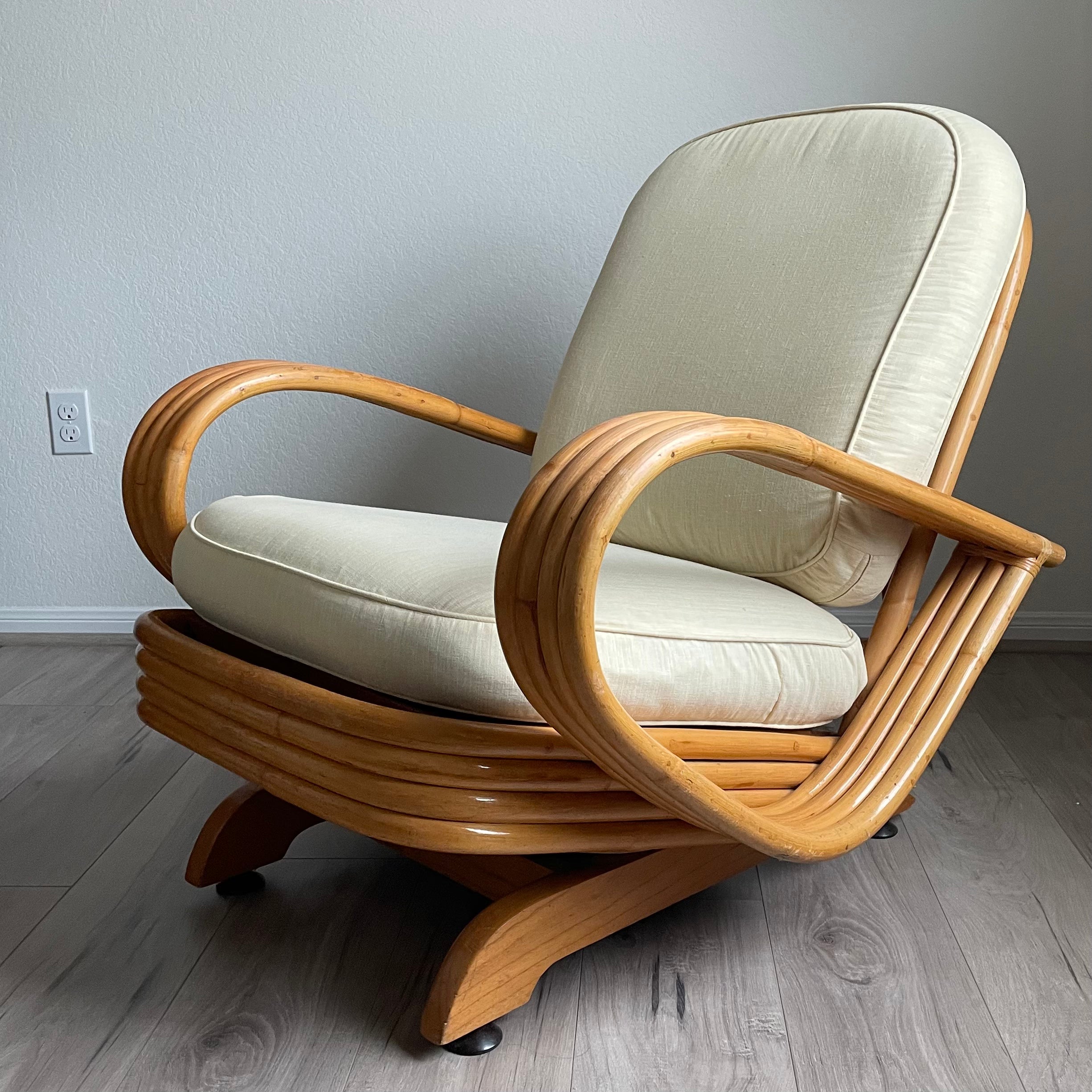 Vintage Beverly Hills Rattan Arm Lounge Rocking Chair ONHSI