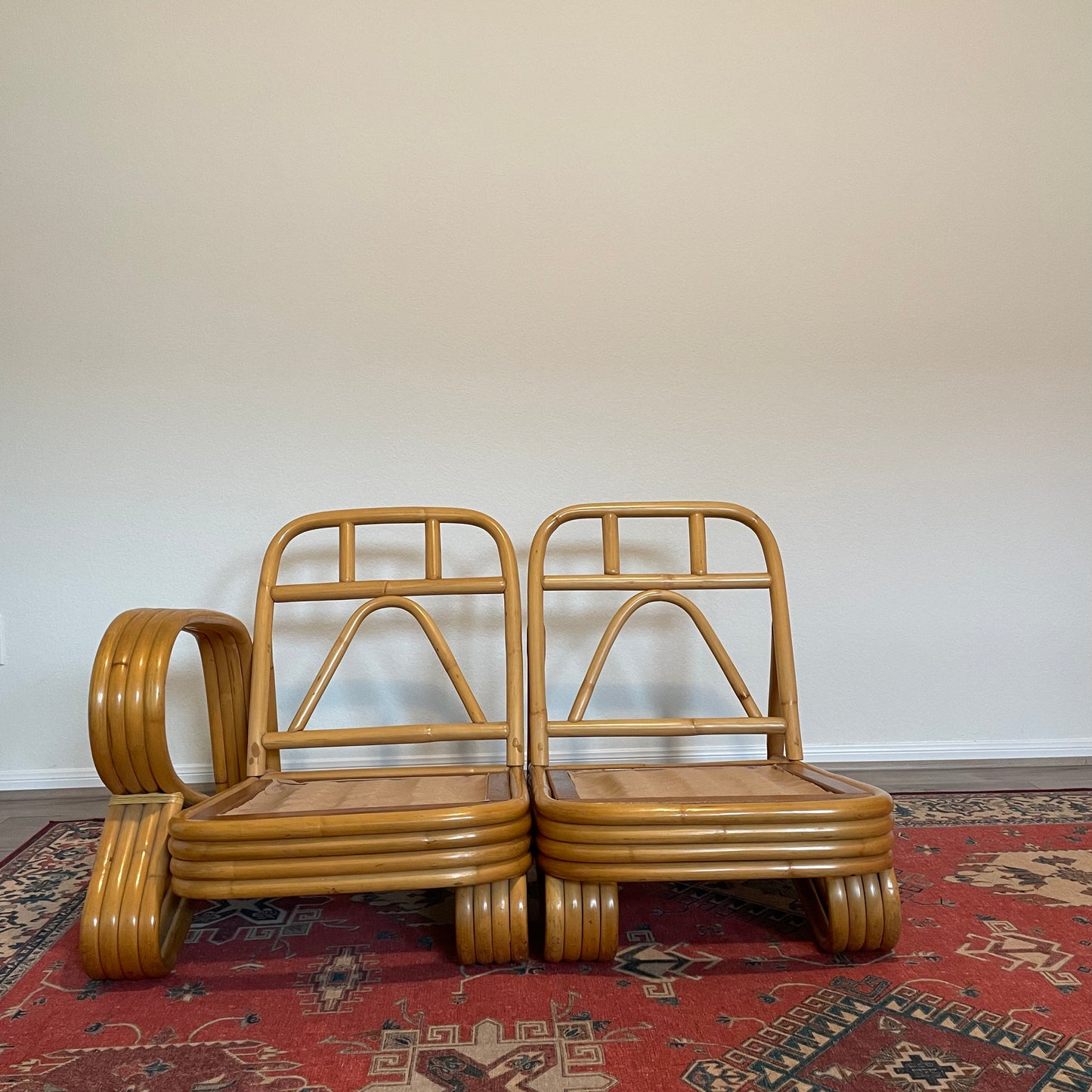Vintage Beverly Hills Rattan 3 Piece Modular Sofa