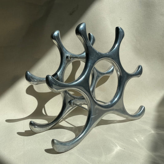 Sculptural Metal Wine Rack - Holds 6