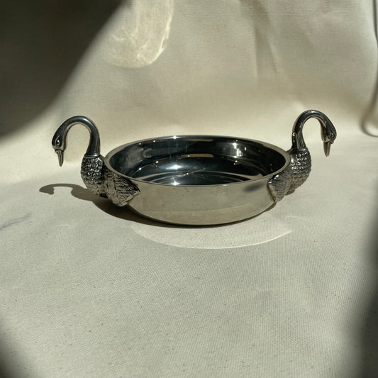 Vintage Silver-Plated Dual Swan Bowl