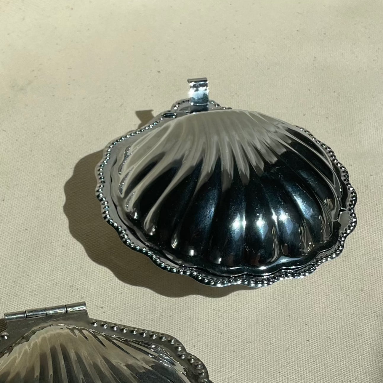 Pristine Silver Plated Shell Shaped Butter Dish