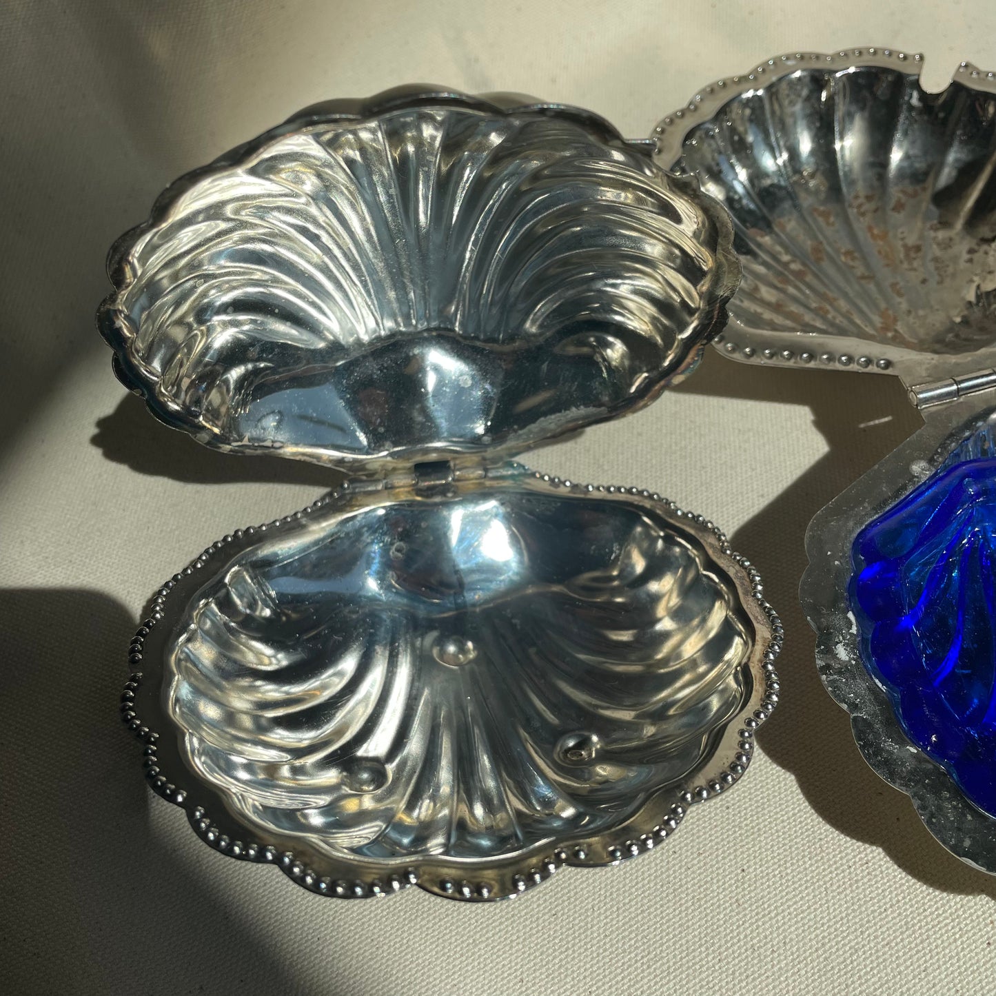 Pristine Silver Plated Shell Shaped Butter Dish