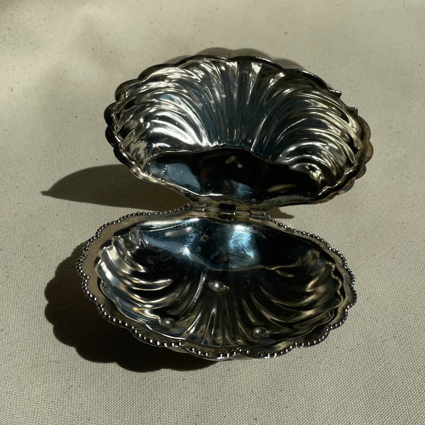 Pristine Silver Plated Shell Shaped Butter Dish