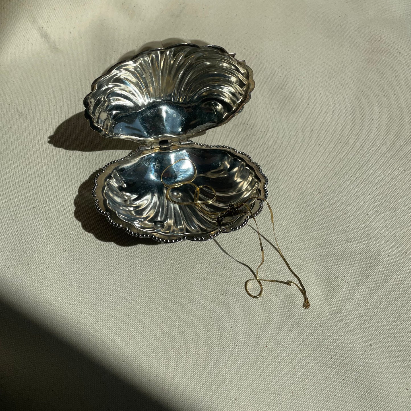 Pristine Silver Plated Shell Shaped Butter Dish