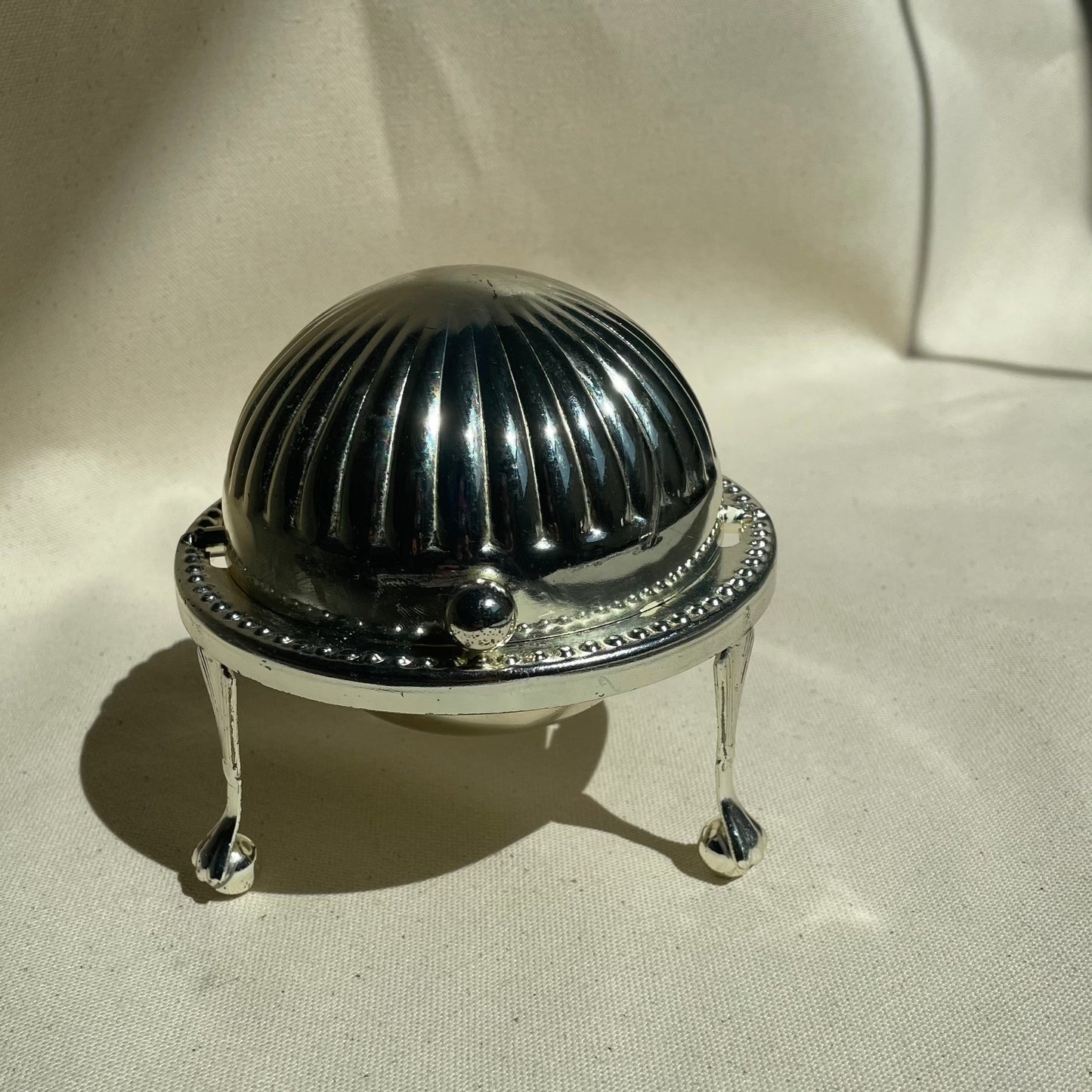 Vintage 1900's Roll Top England Caviar Globe Dish