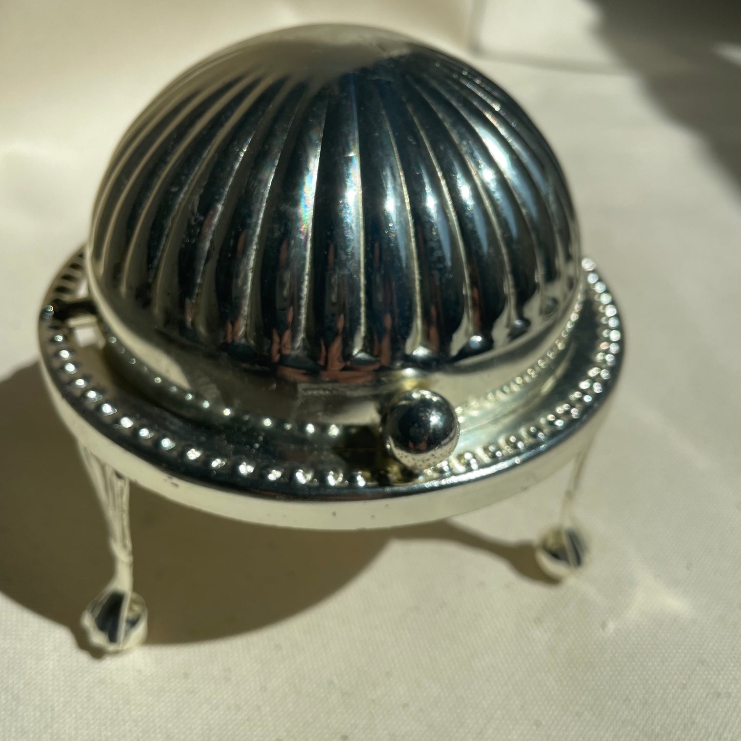 Vintage 1900's Roll Top England Caviar Globe Dish