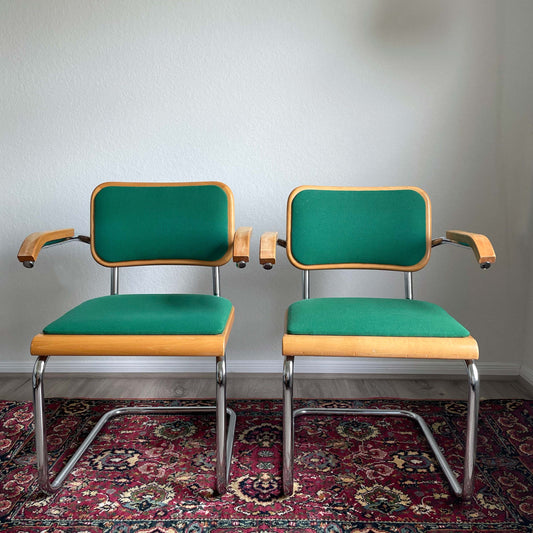 Marcel Breuer Emerald Color Cesca Style Arm Chair