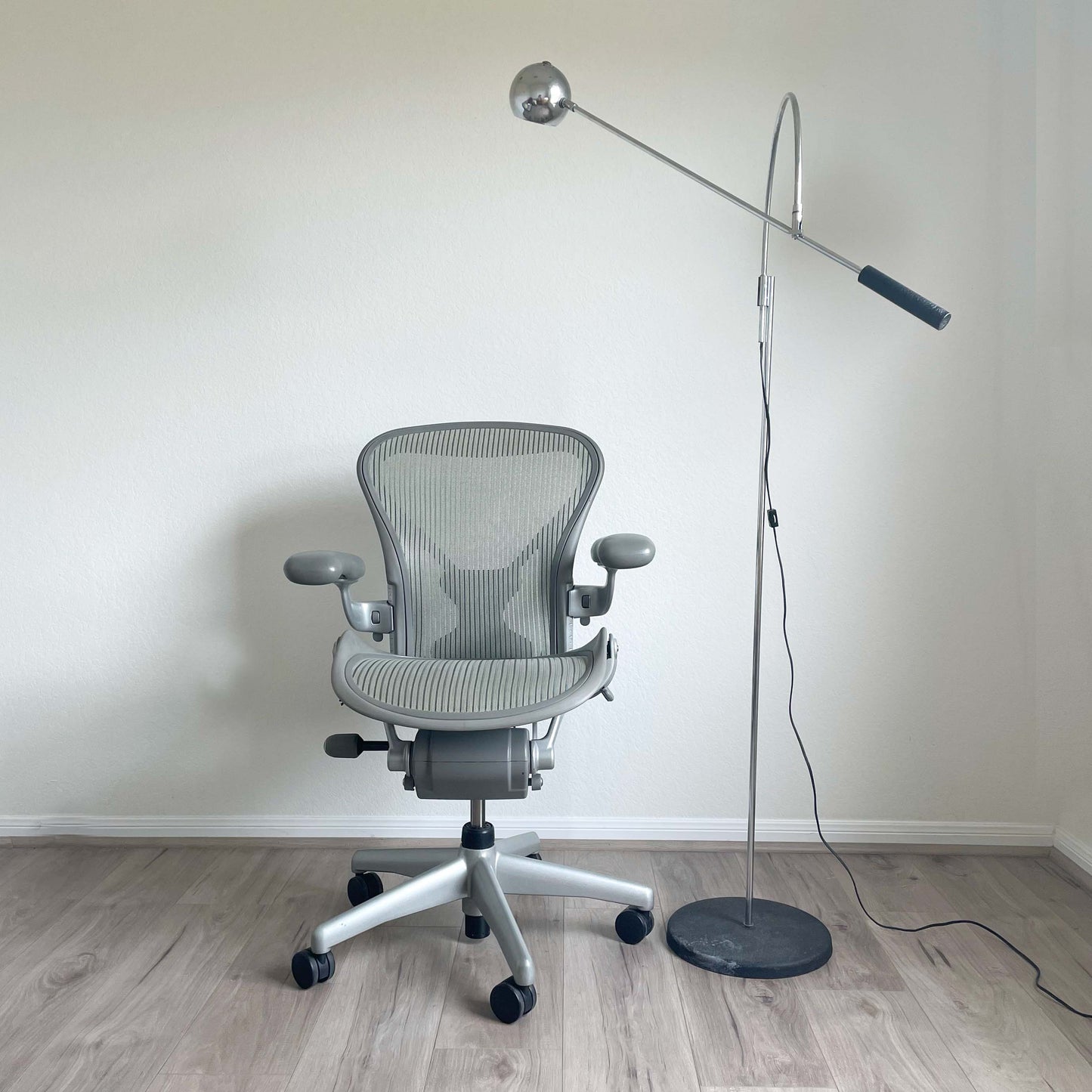 Herman Miller Aeron, Size A Office Chair in Titanium Silver