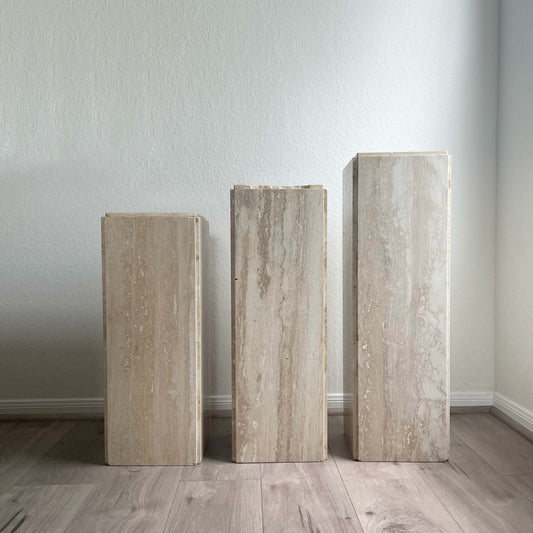 Set of 3 Vintage Italian Travertine Pedestal, Circa 1970's