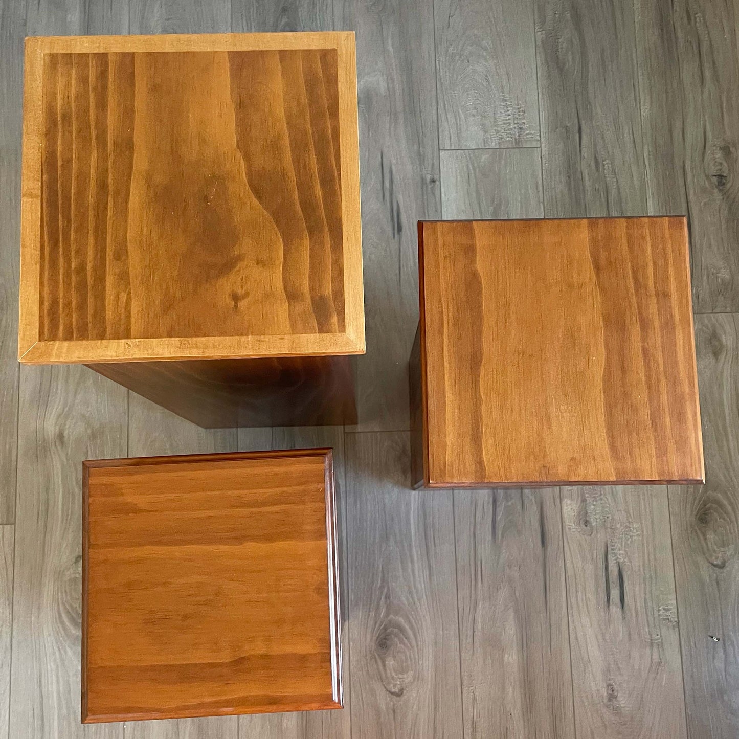 Set of 3 Wooden Pedestals