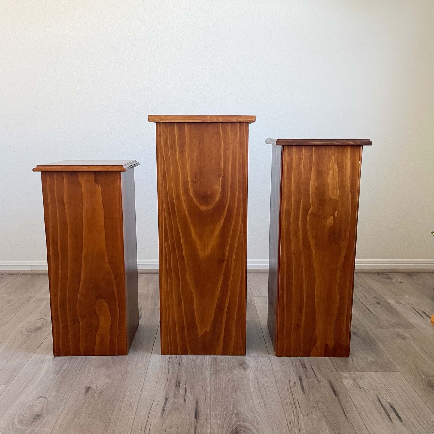 Set of 3 Wooden Pedestals