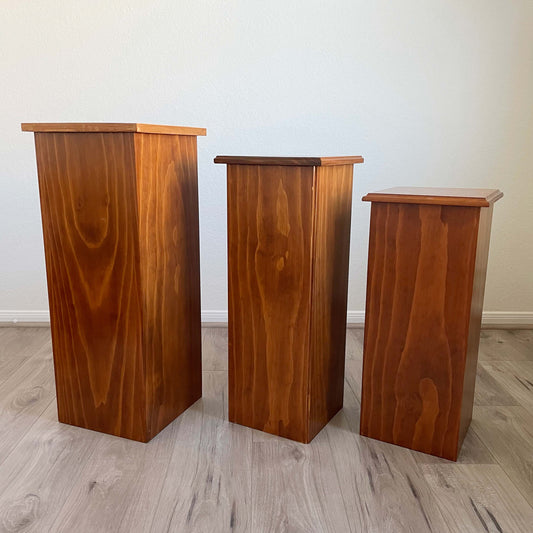 Set of 3 Wooden Pedestals